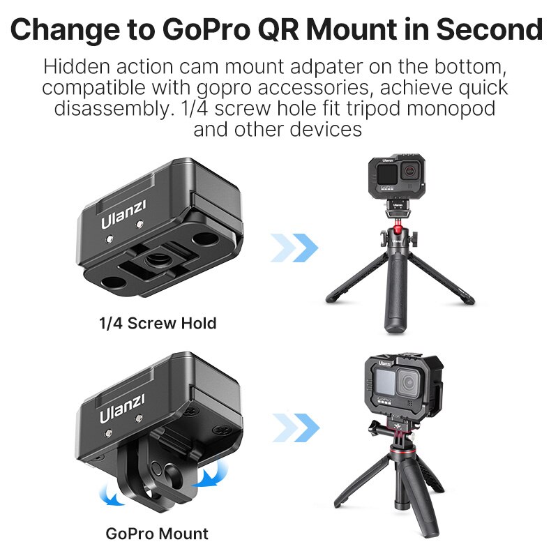 Ulanzi-sistema de liberação rápida da beija-bird, tripé com cabeça de bola dslr para gopro, braço mágico, kit de interruptor rápido, acessório realse, placa