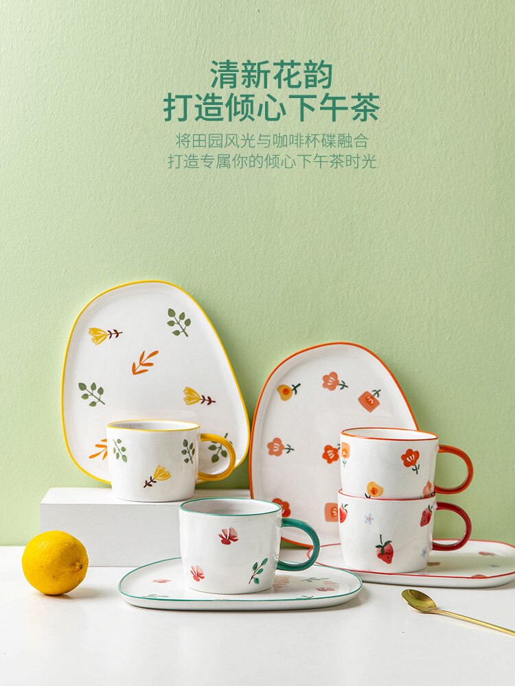 Travel Ceramic Coffee Mug Cup Milk Breakfast Luxury Coffee Mug Cute Small Turkish Canecas De Porcelana Coffee Cup And Saucer Set