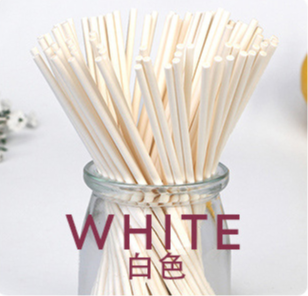 100 stks Kleurrijke Lollipop Stok 15 CM Papen Cake Pop Sticks Voor Lollypop Snoep Chocolade Suiker Knuppel Pole Handvat staaf E020: WIT