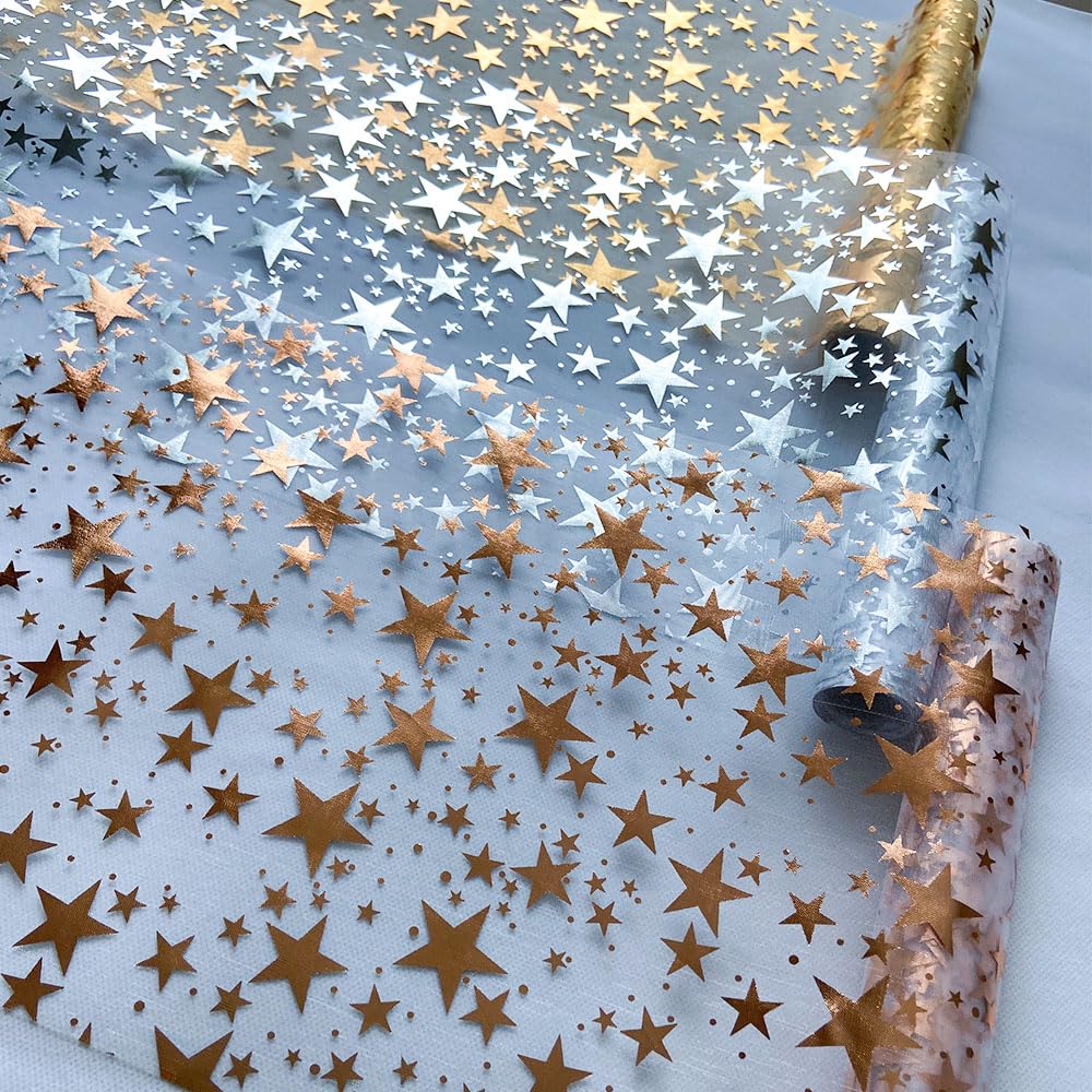 3- pakning bling stjerne bordløper glitter metallisk bordløper tynn netting borddekorasjon til midtpunkt til hjemmefest