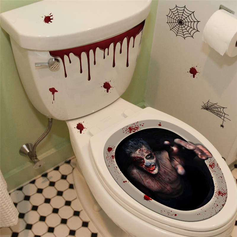 Vacclo Halloween Decoratie Toiletbril/Sticker/Decal 3D Muur Stikcers Op De Muur Woondecoratie Wc Stickers