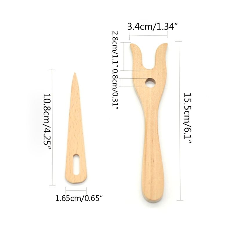 2 Stks/set Handgemaakte Breien Tool Houten Vork Vorm Hand Loom Craft Kids Diy Armband Ketting Weven Braider Accessoires
