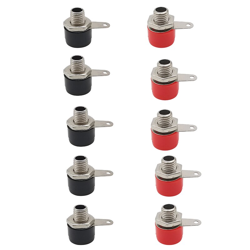 10Pcs Black Red 4mm Banana Female Socket Jack Binding Post Nut Connector 4mm Banana Plug Adapter: 5Pcs Red 5Pcs Black