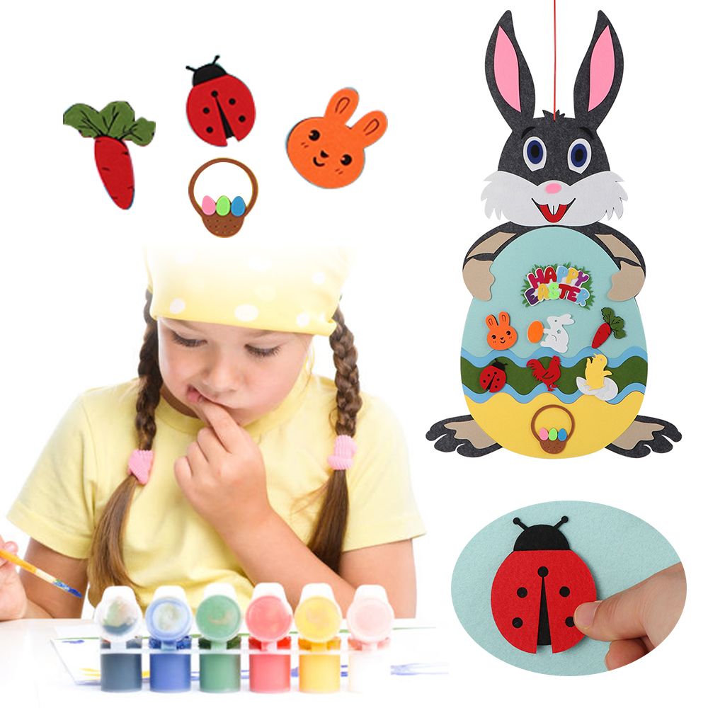 DIY Craft Felt Bunny Chick Home Decoration Happy Easter Wall Hanging Easter Ornament Easter Rabbit