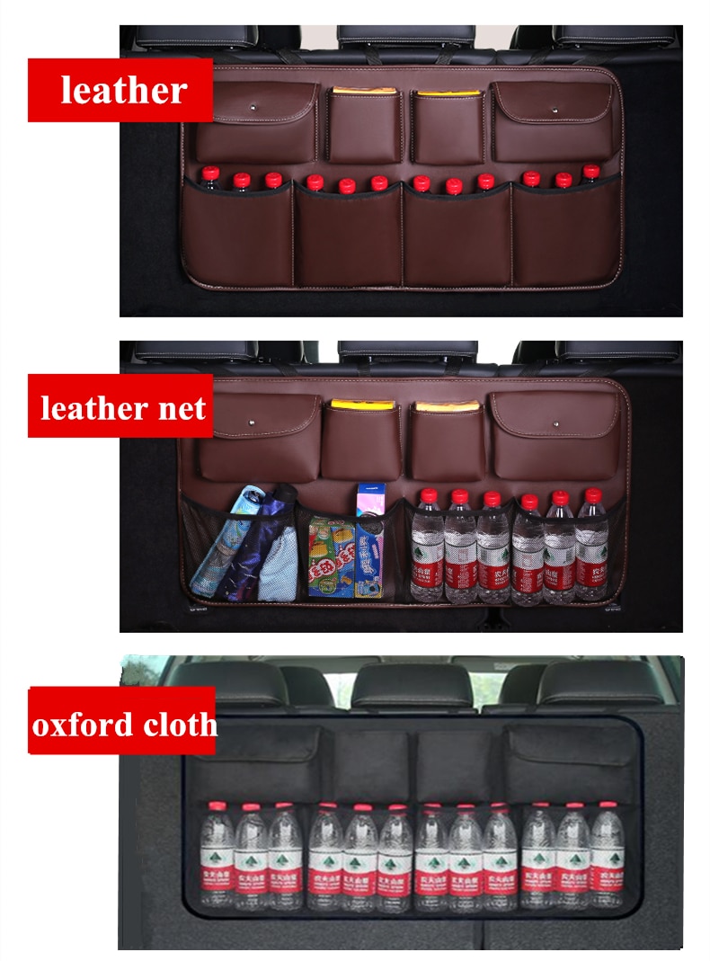 Newest PU Leather Car Rear Seat Back Storage Bag Multi-use Car Trunk Organizer Auto Stowing Tidying Auto Interior Accessories