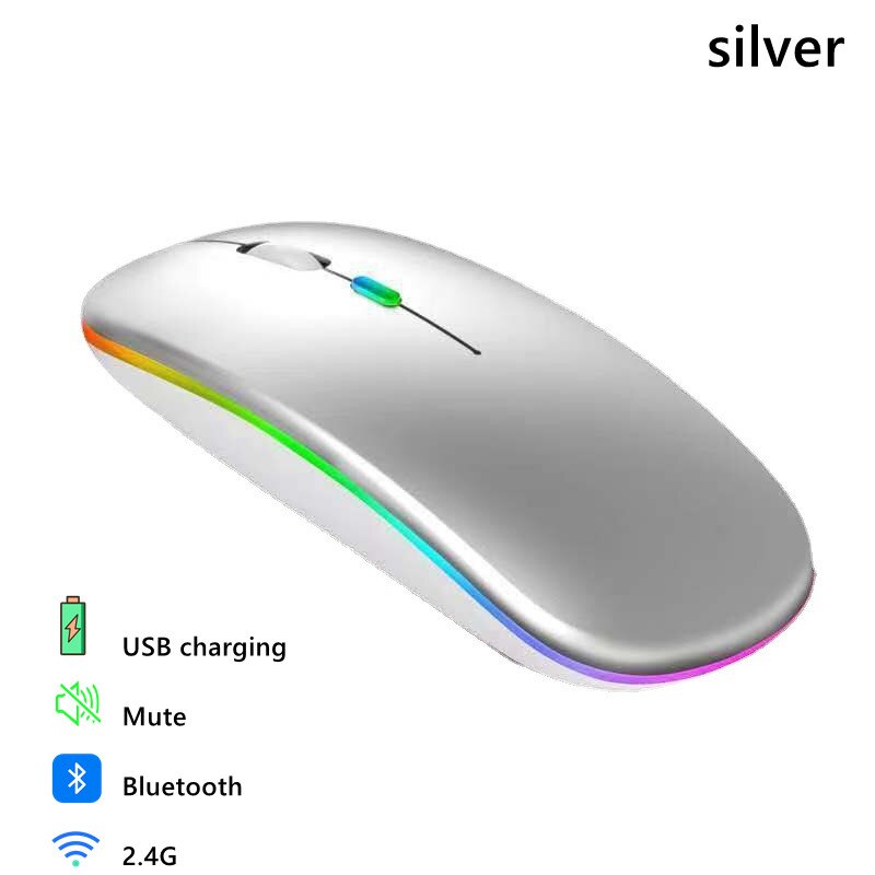 Bluetooth Draadloze 2.4Ghz Muis Usb Optische Muis Oplaadbare Rgb 1600Dpi Muis Computer Ergonomische Gaming Muis Voor Laptop Pc: B2-Bluetooth-4