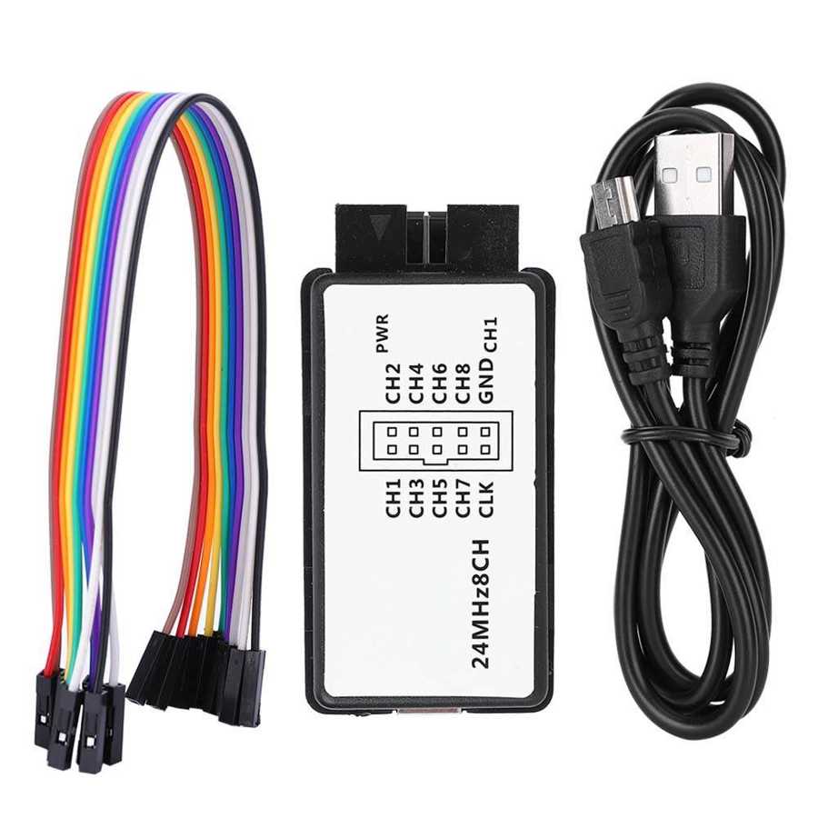 USB Logic Analyzer Device Set Mini Digital Pocket Size Logic Analyzer Equipment 8 Channel Input Memory 24MHz