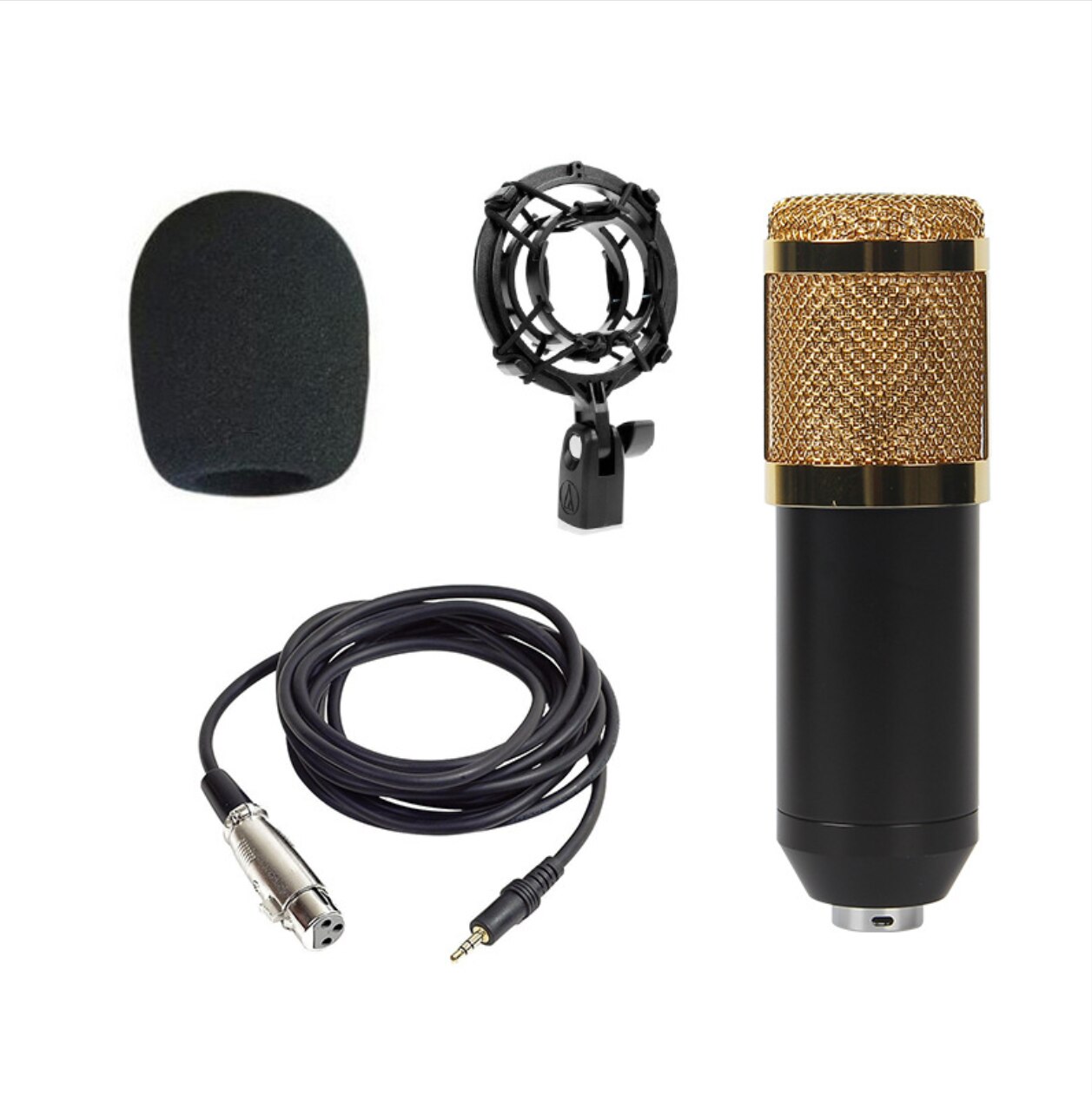 Bm 800 Studio Condenser Microphone V8 Sound Card Karaoke Bluetooth Speaker with Microphone Stand Condenser USB MIC: Gold BM800