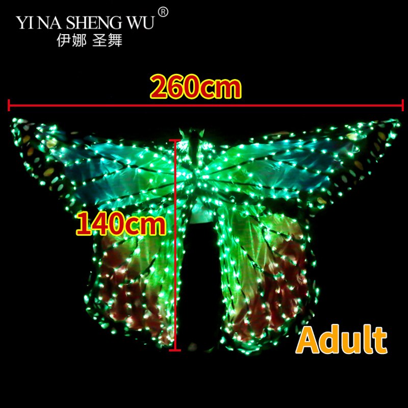 Vrouwen Buikdans LED Wings Meisje Dance Vleugel Vlinder Halloween LED Vlinder Mantel Stadium Dansvoorstelling Accessoires LED Vleugel