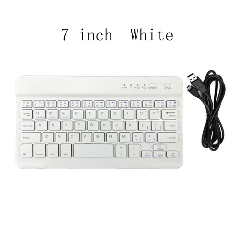 7 Inch 10 Inch Wireless Bluetooth Keyboard For Tablet Laptop Phone Mini Keypad For iPad iPhone Samsung Android IOS Windows: White 7 inch