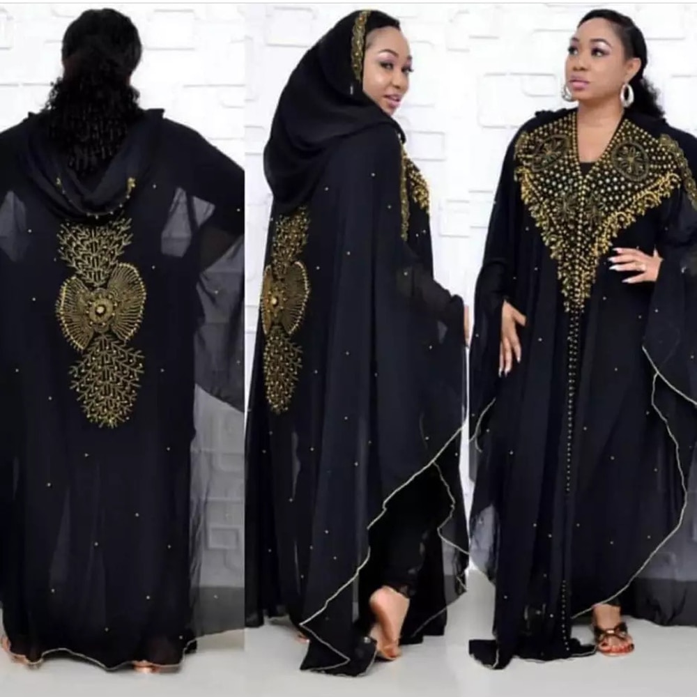 MD Super Size Chiffon Djellaba Dress Beading Embroidery Muslim Kimono Abaya Cardigan Dubai Turkish Kaftan Moroccan Boubou