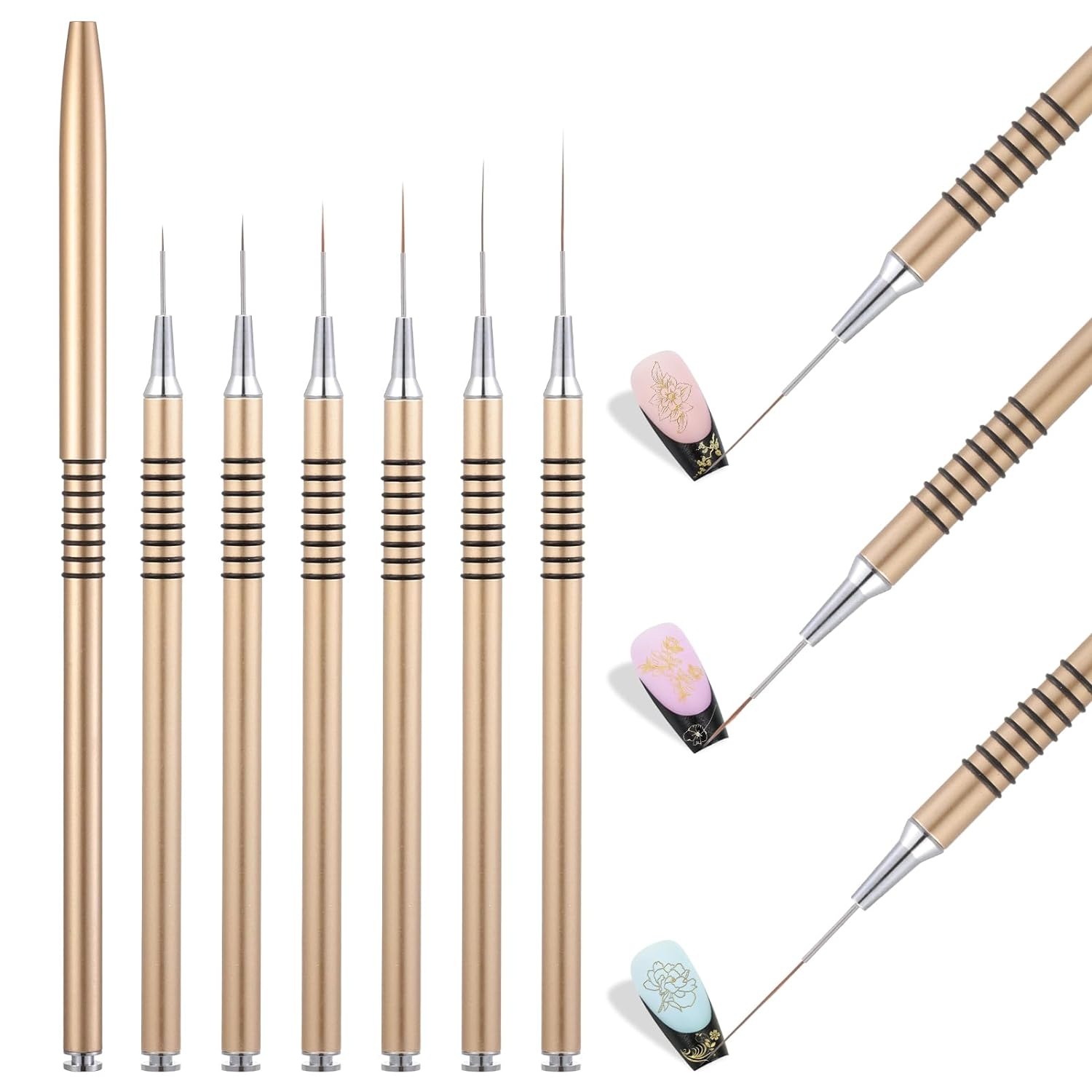 High Precision Nail Art Clean-Up Brush Set - Accurate Mistake Removal and Fingernail Cleaning - Angled and: Ivory