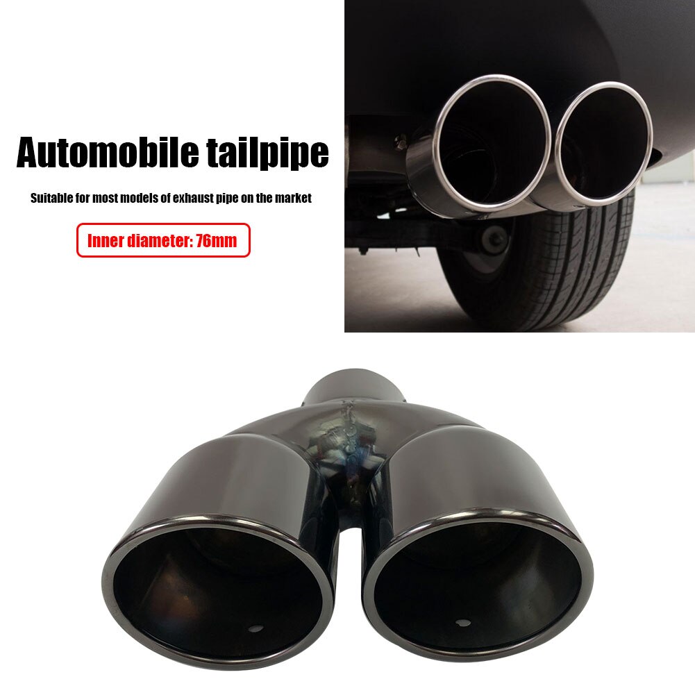 Car Universal Bolt-on Dual Exhaust Tip 63/76mm Slant Cut Tailpipe Muffler Tip Black Titanium Auto Replacement Parts Car Accessor