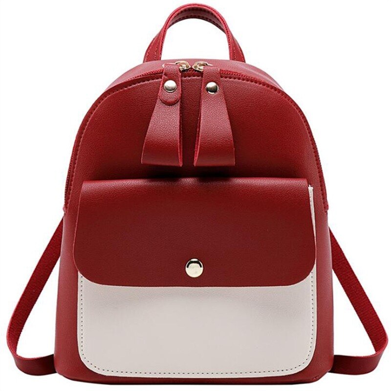 Mini mochila para mujeres, bandolera de cuero PU para chicas adolescentes, nueva mochila pequeña a la , mochila escolar para mujeres: red 2