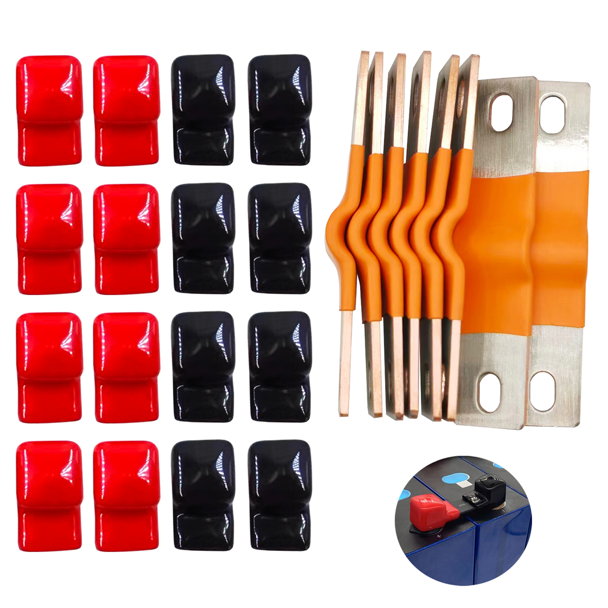 Lifepo4 Battery Flexible Busbar 72mm 300A Lithium Battery Straps Clips Stud Connecting Bars Pure Copper For LFP 230Ah 280AH 280K: green