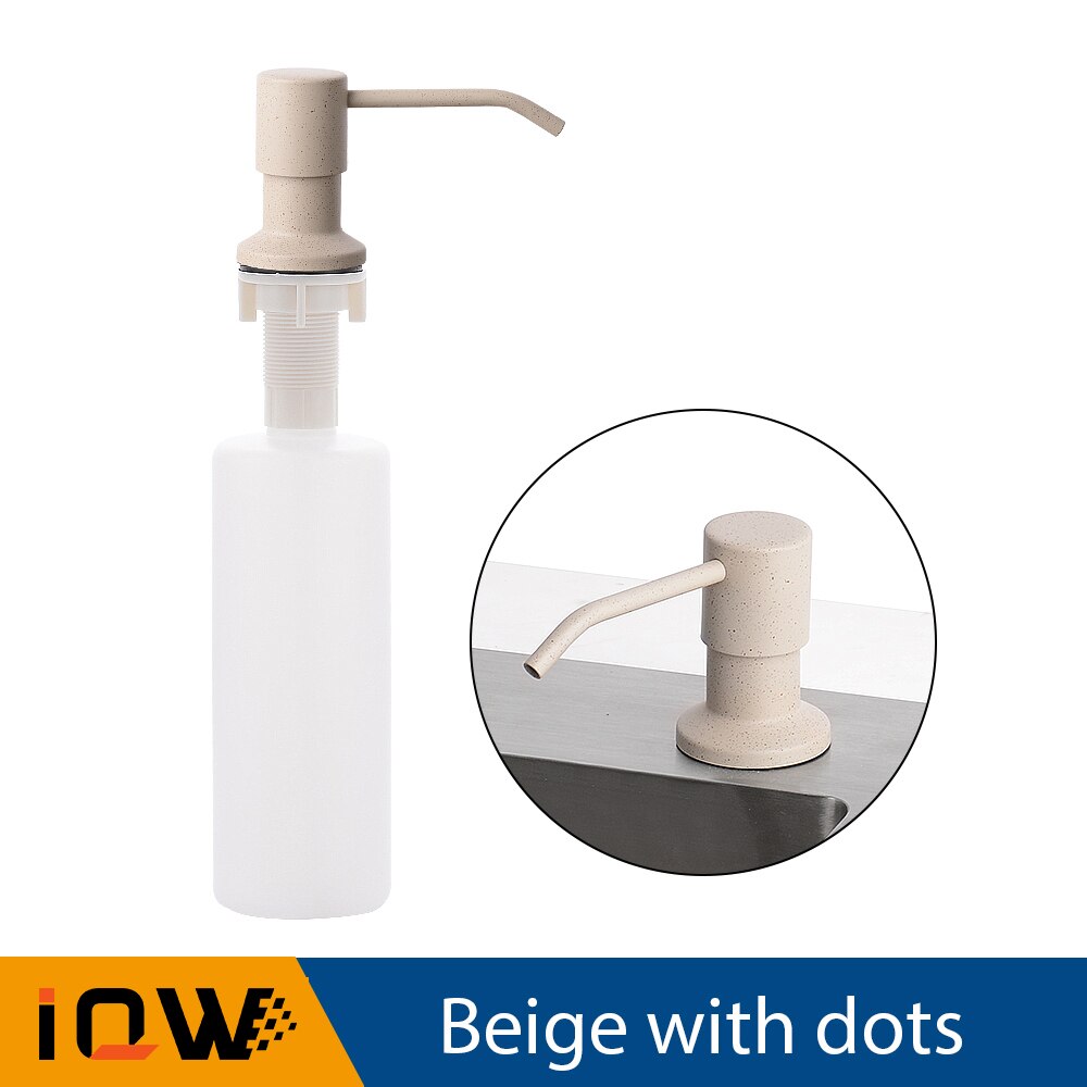 Kitchen Hand Soap Dispensers 400ml Bottles For Disinfectant Hand Soap Sink Liquid Soap Dispensers Plastic Bottle: Beige with dots