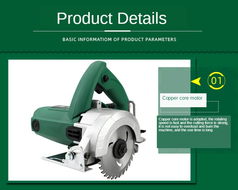 4 pouces scie circulaire électrique Portable électrique cannelure marbre Machine 1400W enfichable haute puissance bois marbre Cutter