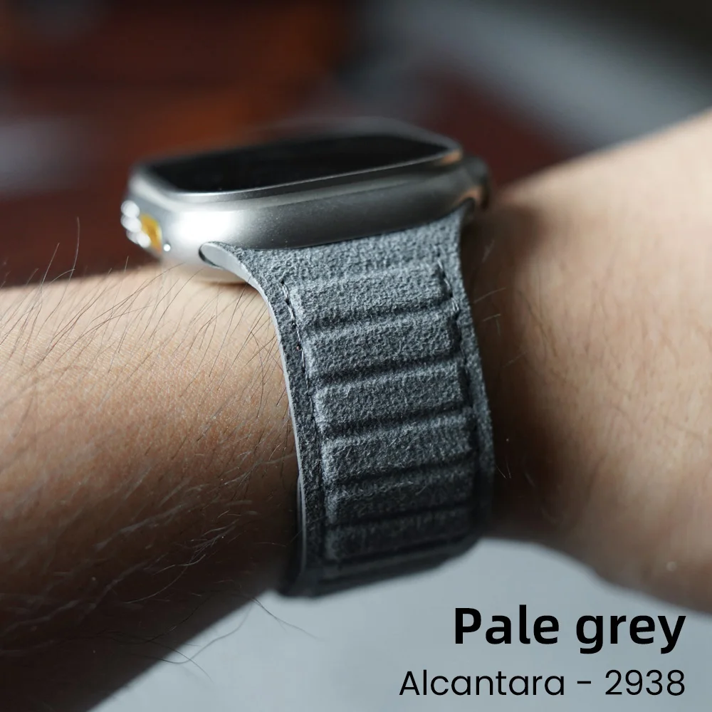 Correa magnética ALCANTARA para Apple Watch Ultra 2 Band 49mm 46mm 45mm 44mm accesorios de cuero de ante para iWatch 10 9 8 7 6 5 SE: XXL / Blanco