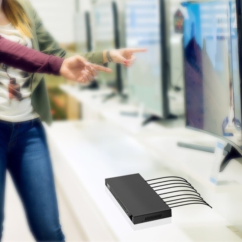 4K Display Splitter Extended Display 1080p/60hz 1 Input 8 Output Stereo Portable Mirror Powered Splitter