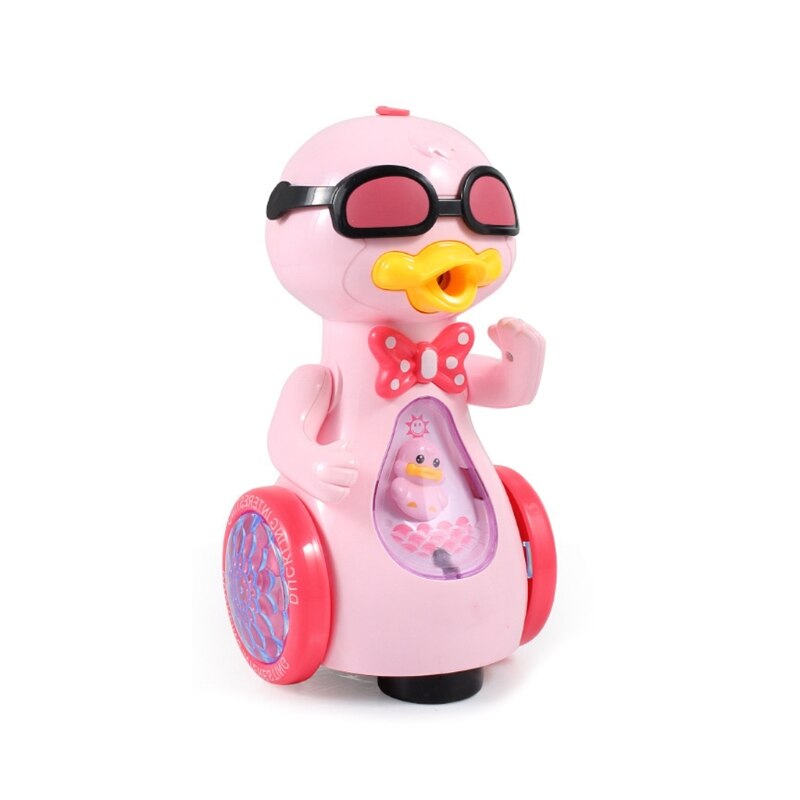 Elektrische Eend Bubble Machine Spuiten Muziek Verlichting Speelgoed Automatische Bubble Blower P31C: Roze