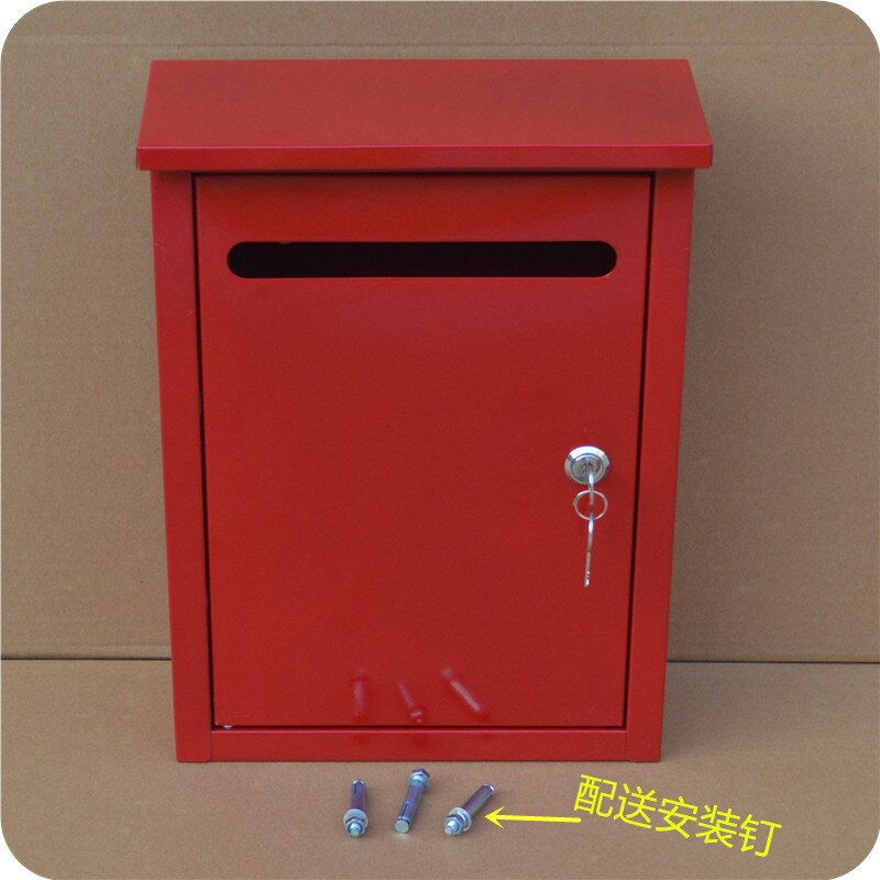 Villa Mailbox Outdoor Wall Mount Security Locking Mailbox Letter Box Home Garden Decoration Letter Newspaper Magazine Post Box: red