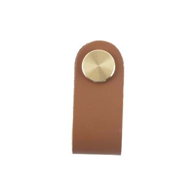 Leather Cabinet Knobs And Handles For Kitchen Cupboard Door Pulls Black Brown Furniture Handle Wardrobe Dresser Knobs: Light brown