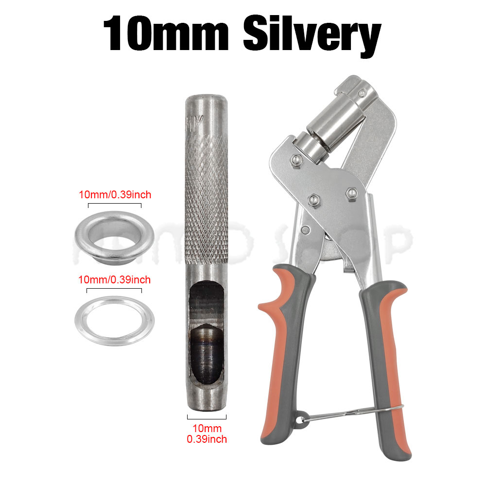 Eyelet Grommet Tool Kit Handheld Install Pliers Portable Grommet Hand Press With 100 Set Of Grommets For Leather Canvas Clothing: Gun Metal