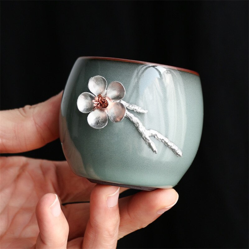 Cerâmica ru forno mestre copo criativo porcelana artesanal 3d estanho flor escritório chá conjunto drinkware