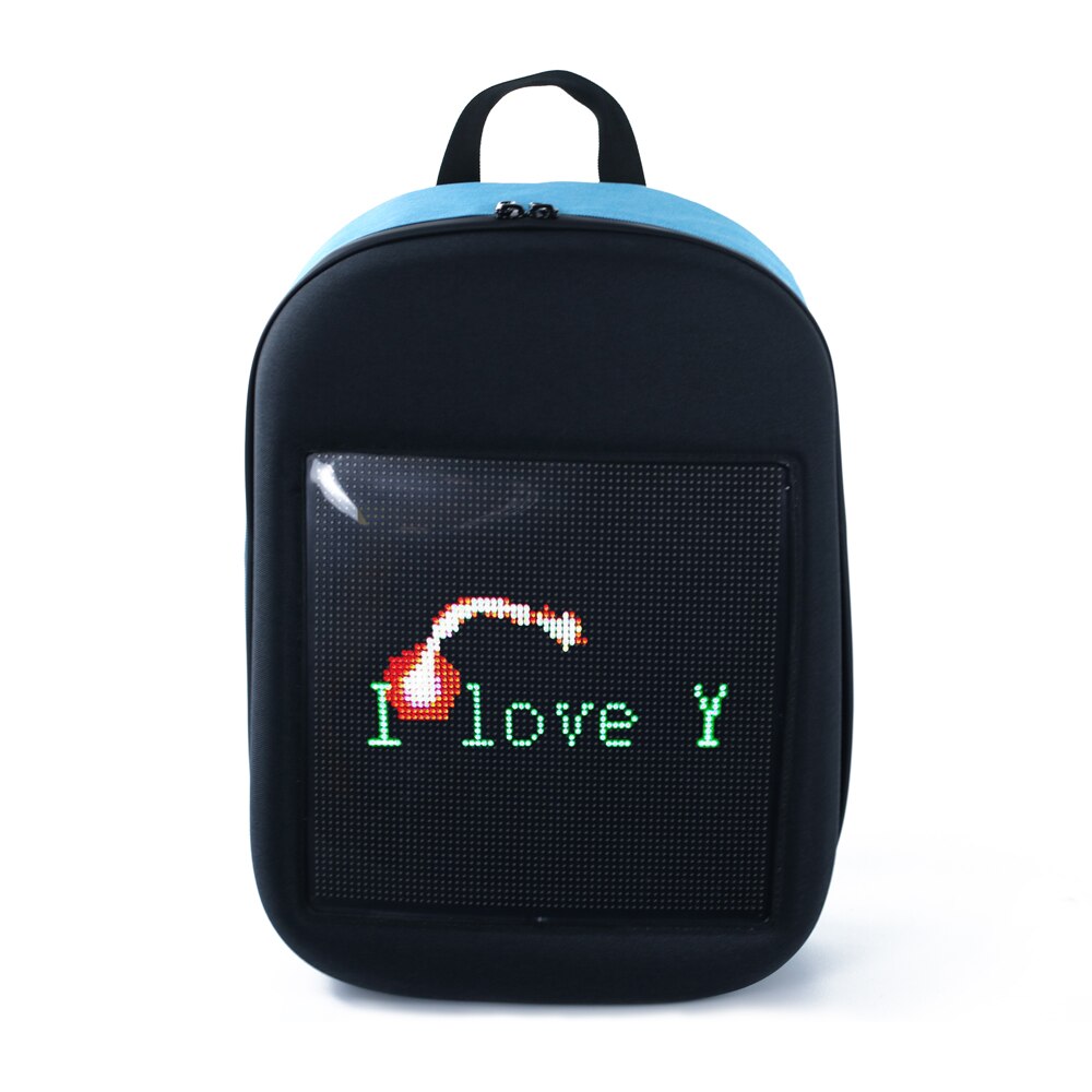 LED Display Screen Backpack Outdoor Dynamic Advertise Backpack DIY Wireless LED Walking Advertising Backpack APP control Screen: Blue