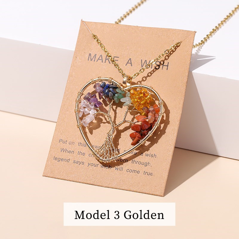 Verander Beter Goud Zilveren Kleur Ketting 7 Chakra Boom Van Het Leven Hanger Halsketting Vrouwen Mannen Roestvrij Staal HandmadeHealing Sieraden: Plating Pistool