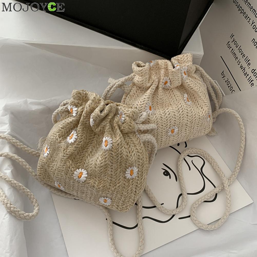 Handgemaakte strogevlochten emmertassen rotan dames zomer strand reis schoudertassen strand crossbody tassen geweven boodschappentassen