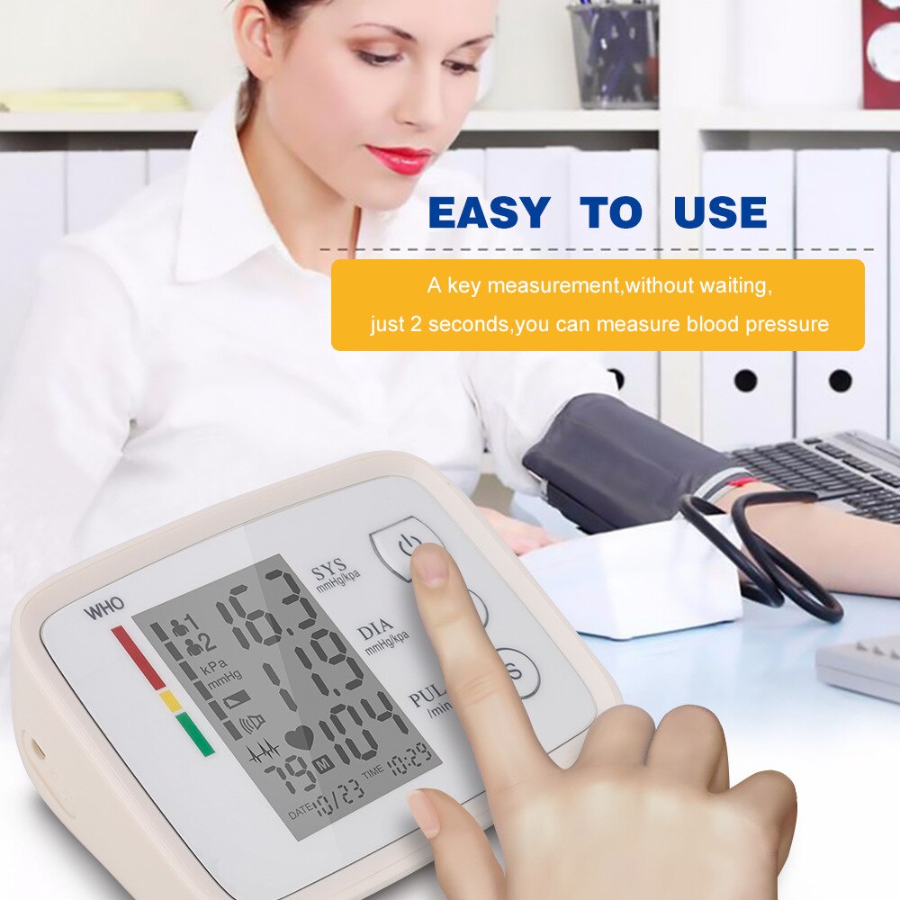 Portable Automatic Blood Pressure Monitor Upper Arm Digital Sphygmomanometer Home Health care motitor BPM Pulse Rate Tonometer