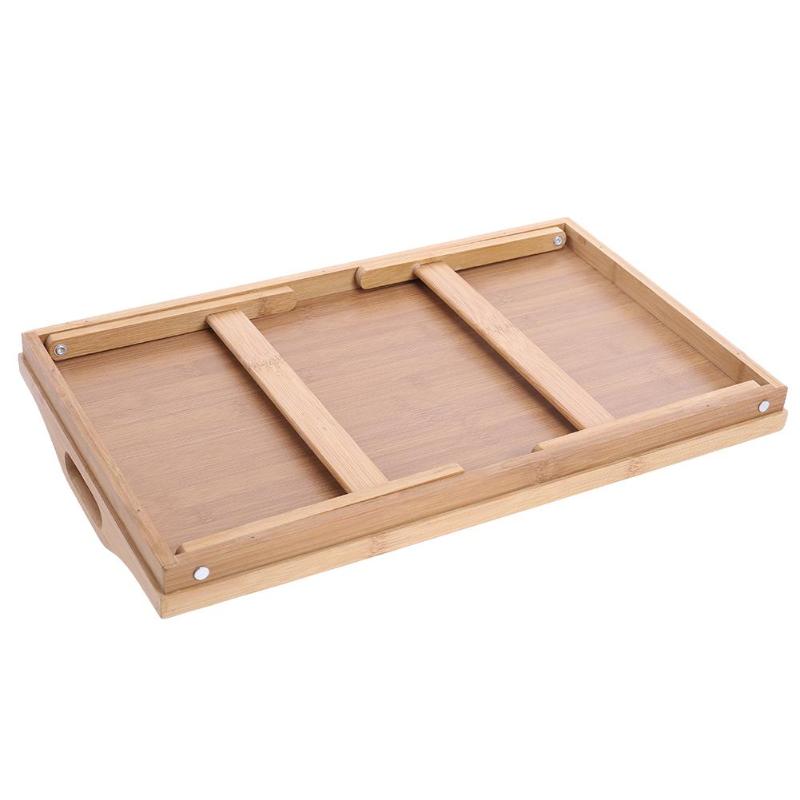 Wooden Lap Tray Folding Laptop Table Breakfast Serving Bed Trays with Flip Top and Legs Computer Desk Stand