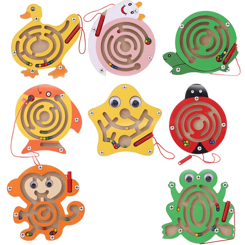 1pc Per Bambini Labirinto Magnetico Giocattolo Gioco della Palla di Legno Prima Educazione Intellettuale Bordo Di Puzzle Creativo Anello Regalo Genitore-bambino bambino Giocattoli