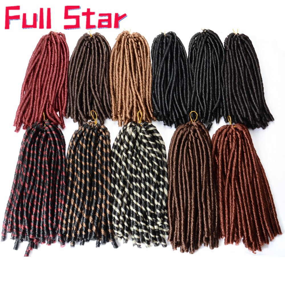 Full star 14''faux locs heklet hår mykt og lette dreadlocks hekle fletter syntetisk heklet hårforlengelse 15 tråder/pakning