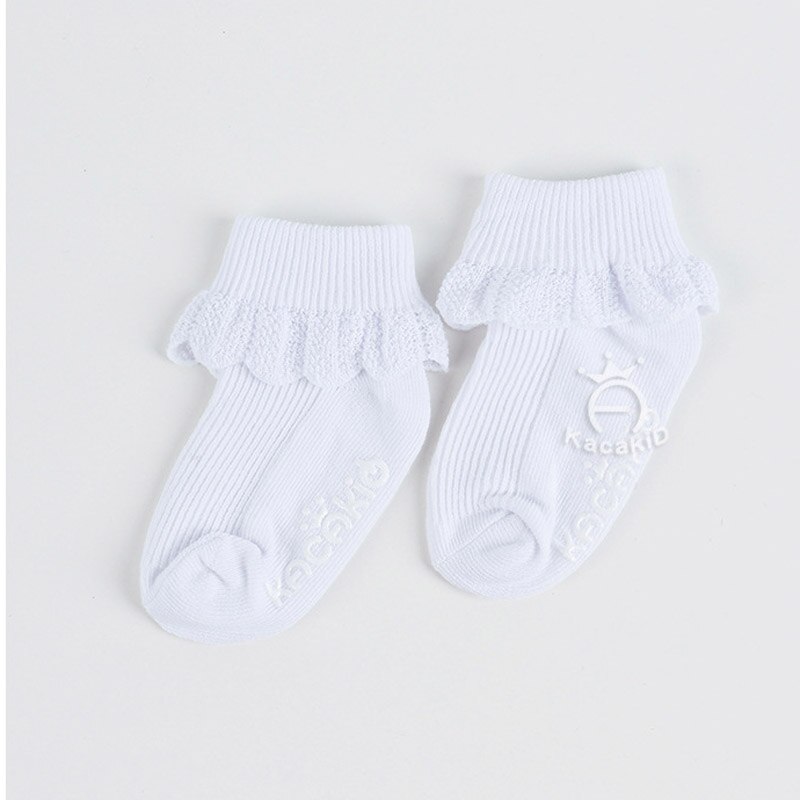 Candy Kleur Kant Meisje sokken kids Prinses sokjes katoen Zomer Sokken Pasgeboren Kinderen calcetines: white / 0 to 24m