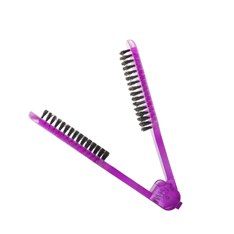 Pro Ceramic Straightening Comb Double Sided Hair Brush Clamp Hairdressing Natural Fibres Bristle Hair Comb Hairstylig Tool