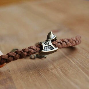 Fon Xee Women's Hemp Surfer Leather Bracelets with Little Bronze Elephant Horse Handmade Animal Jewelry sl019: horse
