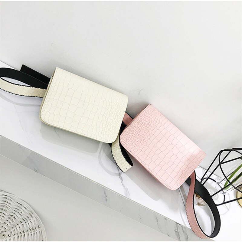 Moda Modello Del Coccodrillo Marsupi di Cuoio Delle Donne Sacchetto Del Telefono Confezioni Petto Delle Signore Sacchetto Della Cinghia Della cinghia Larga Femminile Crossbody Flap