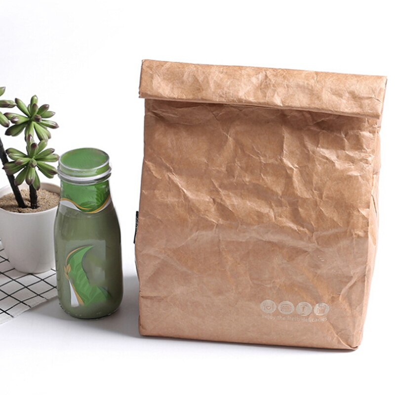 Braun Papier Mittagessen Tasche Wiederverwendbare Isolierte Thermische Kühler Sack Magnetische Verschluss