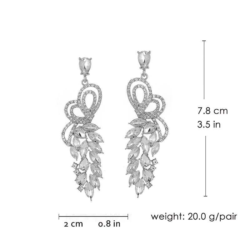 Veyofun Symmetrical Butterfly Hollow out Crystal Earrings Ethnic Dangle Earrings Jewelry for Women Brinco