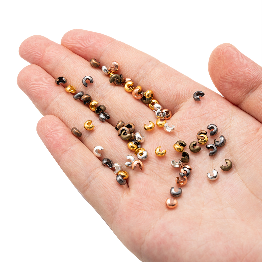 300 Stuks Krimp Kraal Covers Half Ronde Open Knoop Einde Tip Voor Diy Armband Ketting Sieraden Ambacht Levert Materiële Bevindingen