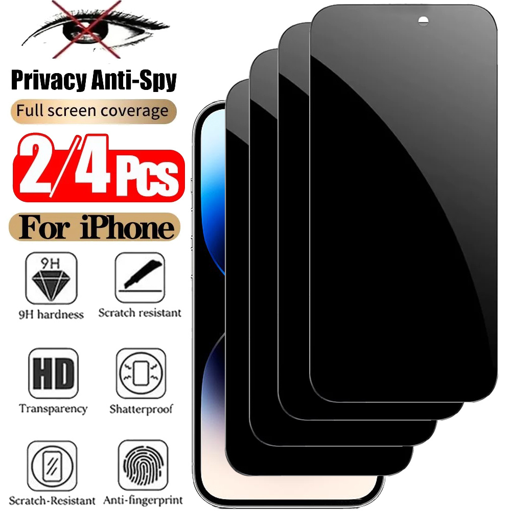2/4PCS Privacy Screen Protector For iPhone 17 Pro Max Anti-Spy Glass For iPhone 16 15 14 13 12 11 Pro Max Anti-spy Film