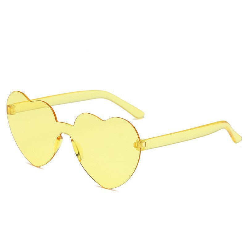 Mode Liefde Zonnebril Jelly Kleur Frameloze Mannen En Vrouwen Een Stuk Lenzen Zonnebrillen Motorcycle Riding Bril: YELLOW