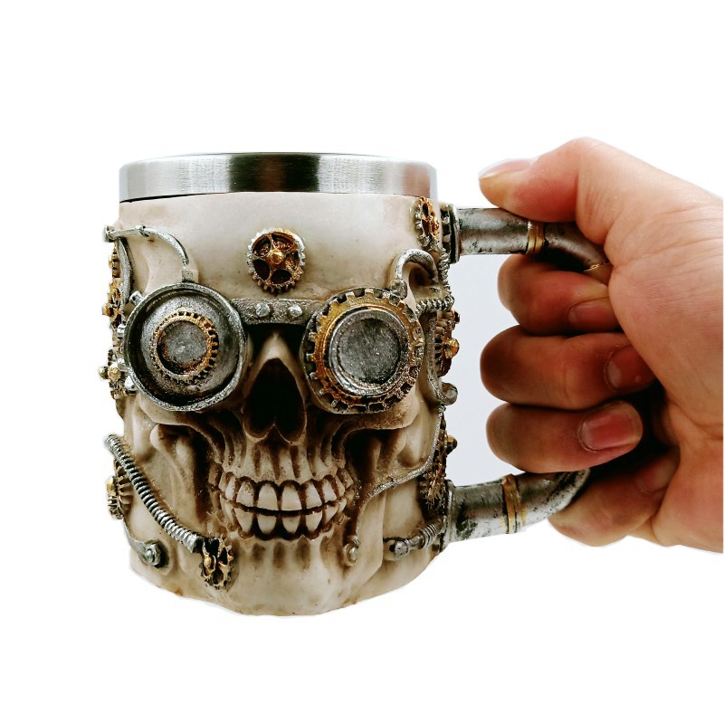 3D Gear Skull Beer Coffee Mug Cup Stainless Steel Tea Mug Cup 66CY