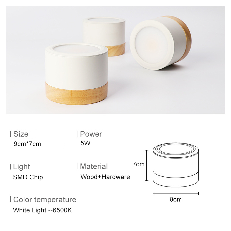 Bois 5 w led downlight plafond lampe en bois spot Spots lampes Luminaires vivant Vers Le Bas lumières Nordique Fer pour allée