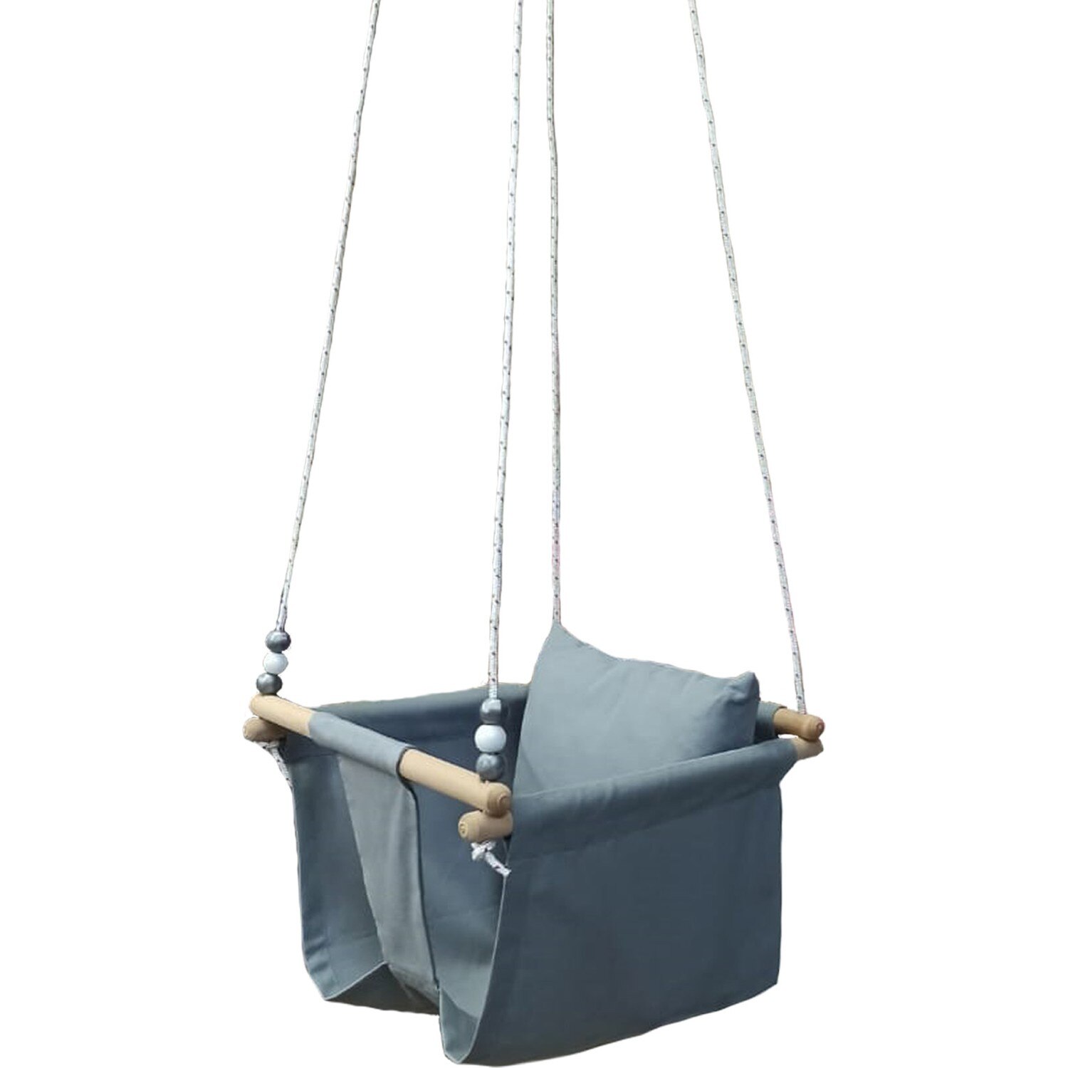 Holz gepolstert Baby Decke Schaukel Maximale 50 Kg tragfähigkeit Baumwolle Ente Stoff Ergonomisches und einfache Installation: grau