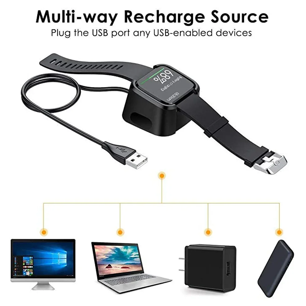 Adaptador de Cable de cargador USB para Fitbit Versa 1/Versa 2, adaptador de carga para reloj inteligente, accesorios Dord para Fitbit versa lite