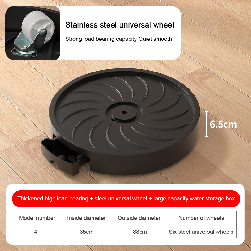 Universal hjul blomsterpottebase stille usynlig balkong utendørs hage blomsterpotte mobil brett plast fortykket hageutstyr: Mørk grå