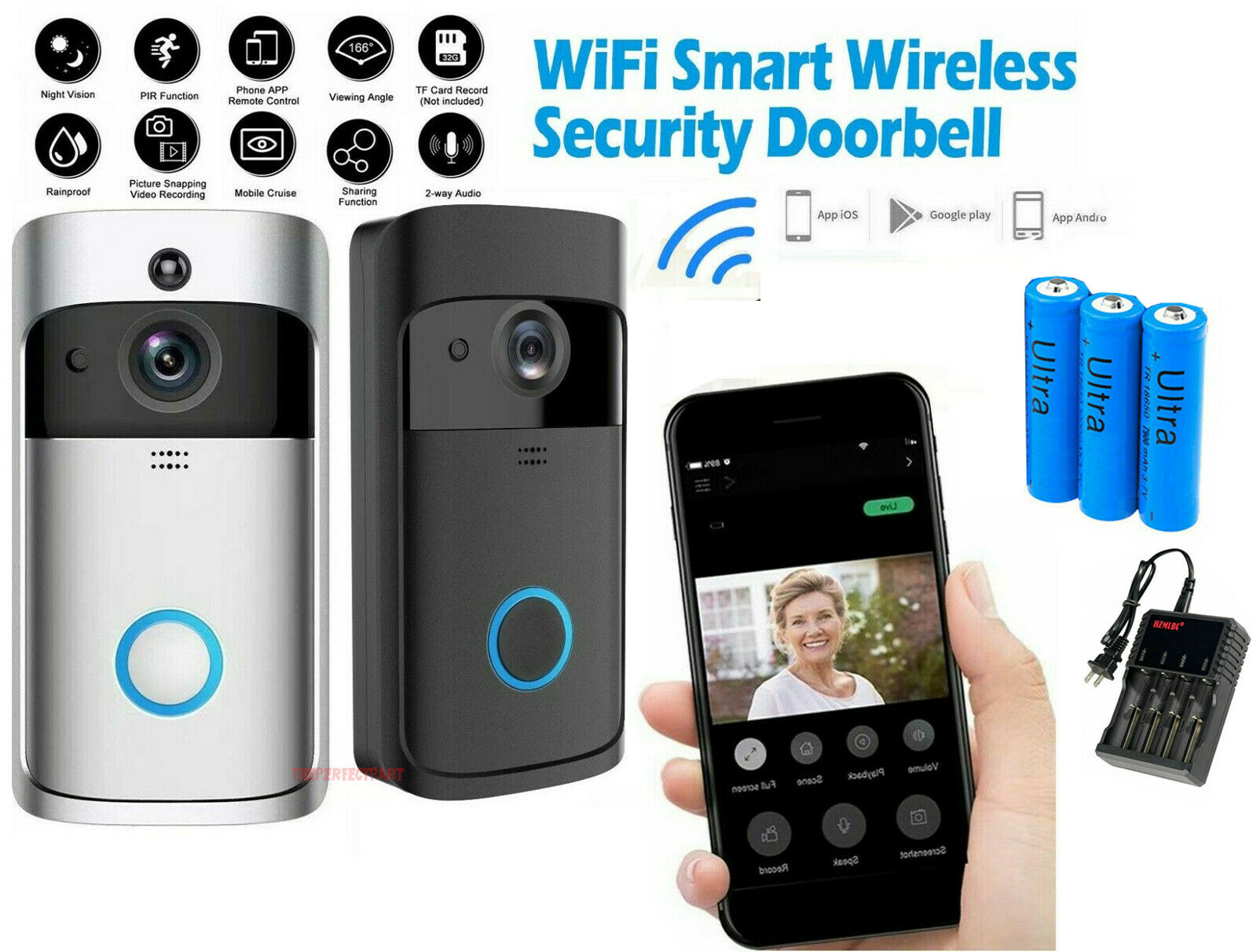 V5 Smart Wifi Video Deurbel Camera Visuele Intercom Met Chime Nachtzicht Ip Deurbel Draadloze Home Security Camera